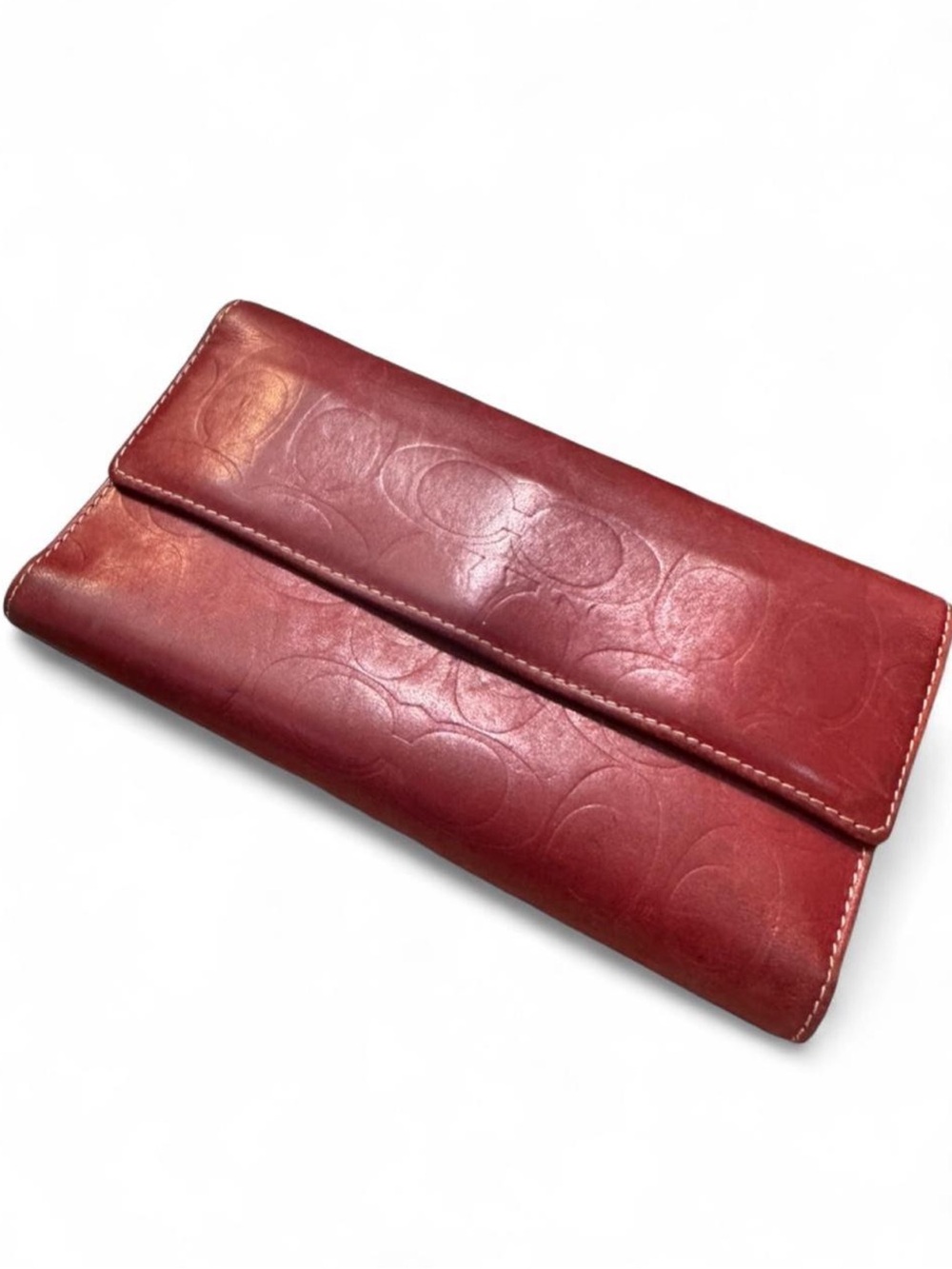 Vintage late 90s Coach embossed signature jacquard leather checkbook wallet